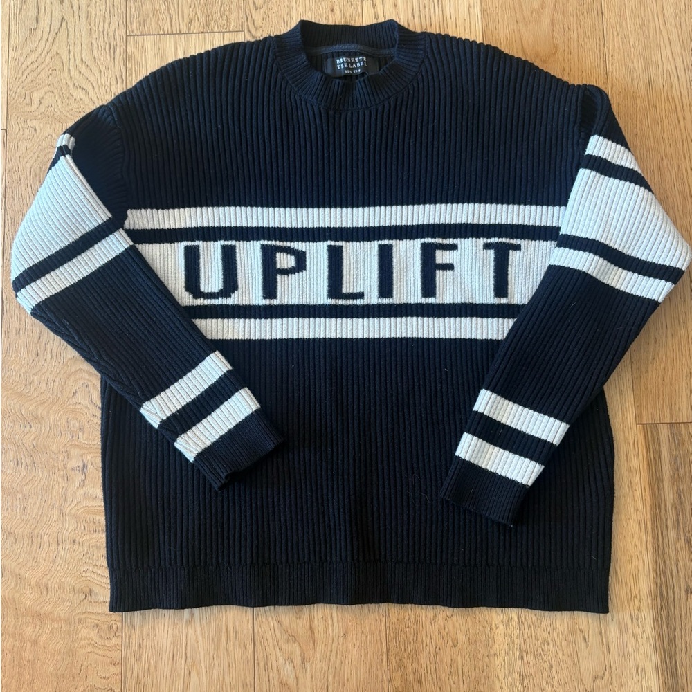 Brunette The Label UPLIFT Ribbed Crewneck Sweater - Black & White